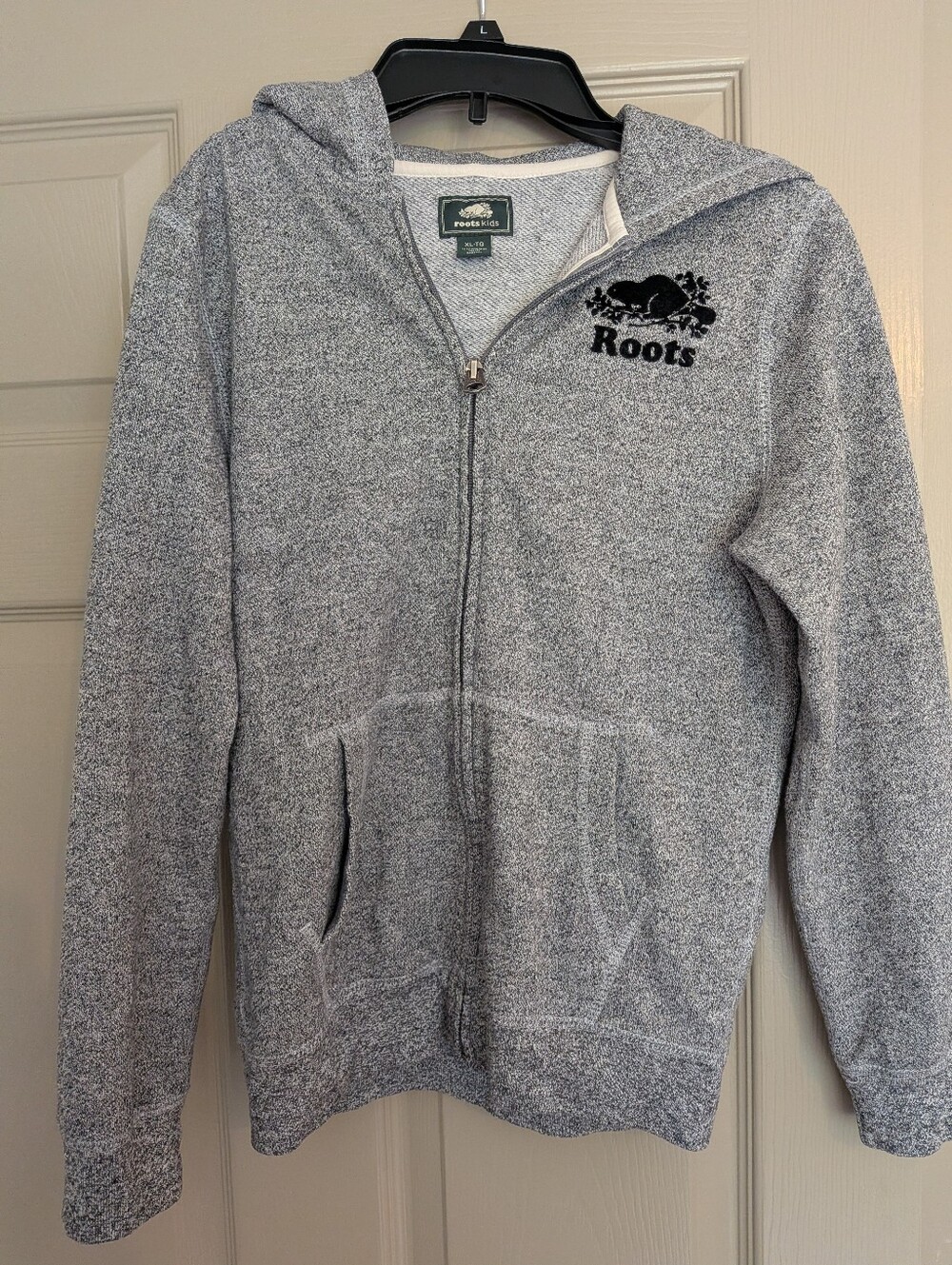Roots Canada-(Kids) Zip up sweatshirt hoodie, gray XL